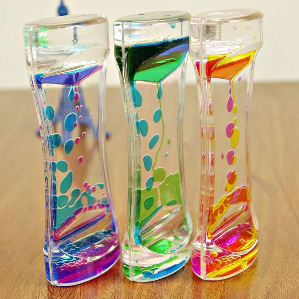 

Double Color Floating Liquid Oil Acrylic Hourglass Liquid Floating Motion Bubbles Visual Movement Hourglas Timer Home Decors