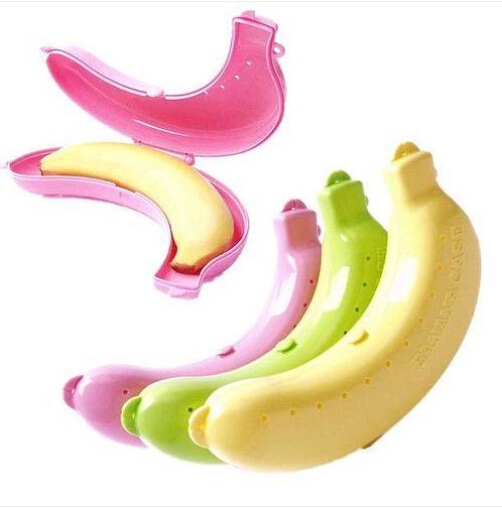 

Free Shipping Wholesales Banana Case Plastic Lunch Box Protector Container Holder Carrier Storage, Yellow