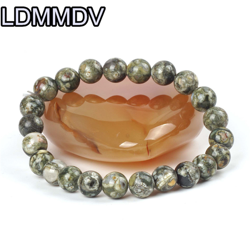 

Green kambaba jaspers Bracelet Moonstone Beads Gem Bracelet for Women Men Elasticated 8mm Heathy Gift