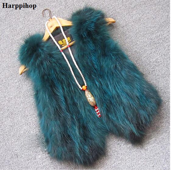 

real raccoon fur vest women's fur vest short design casual natural coat gradient color outwear free shipping