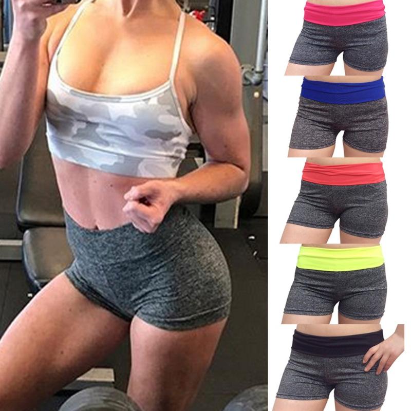 

Patchwork Women Sports Shorts Pantalon Corto Deporte Mujer Gym Running Fitness Workout Waistband Skinny Yoga Short Sportswear, Black