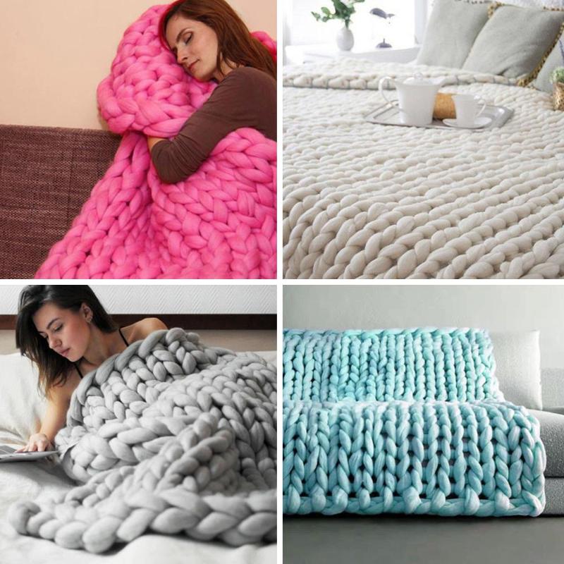

Sofa Blanket Woollen Blanket Throw Hand-Woven Knitted Warm Comfortable Convenient Fuzzy Blankets