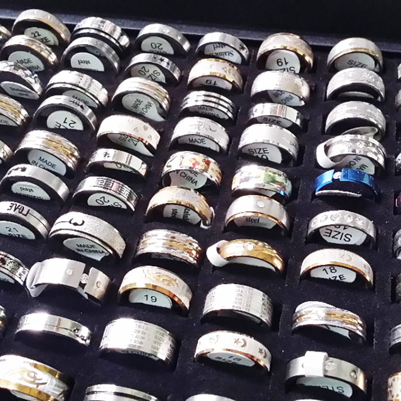 

New 20pcs Men Women Rings mixed variety of styles silver black stainless steel Band fashion wedding Jewelry wholesale lots bulk