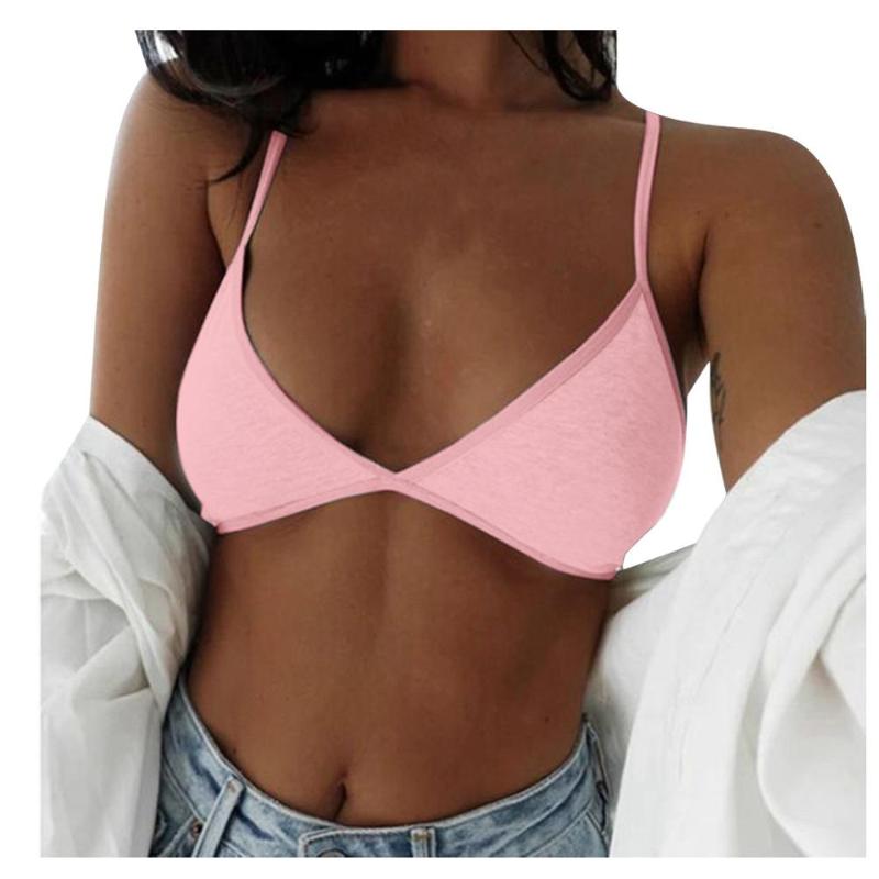 

Sports Bra Women Solid Color Sleeveless Sling Vest Underwear seamless Tops soutien gorge sport T, Black