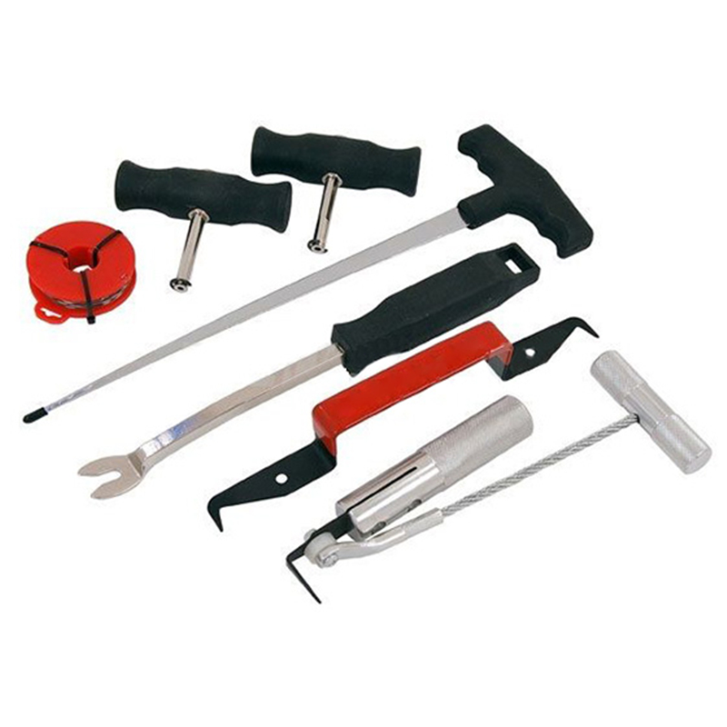 

7PC Windscreen Glass Removal Set Car Van Windshield Kit Garage Hand Tools Rubber Buckle Glass Glue Scraper Interior Bar Scraper