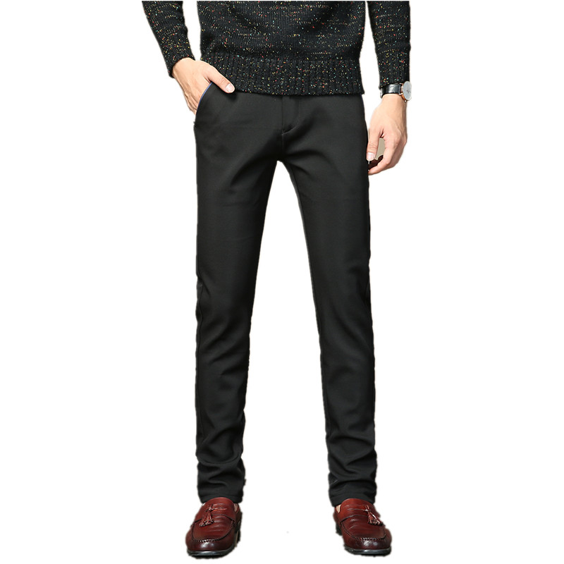 

Fashion New Mens Pants Winter thick warm Business Fleece Fluff Pants men Casual Slacks Slim Warm for men Trousers male, Black thick