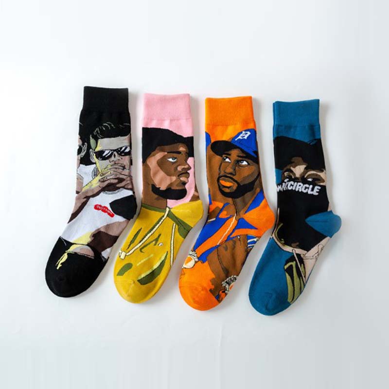 US Size Men Socks Skateboard Hip Hop Street Style Warm Winter New Year Christmas Cotton Sock black men-image-513447183