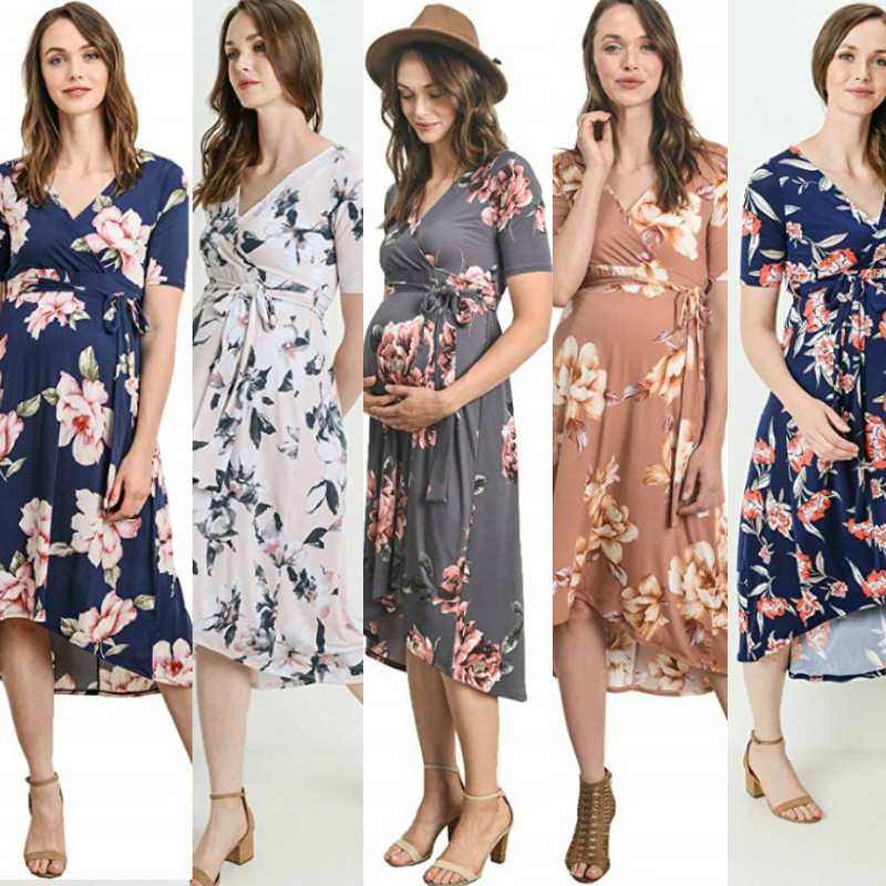 

New Pregnant Women Floral Long Maxi Dresses Maternity Dress Photography Session Photo Clothes Pregnancy Summer Beach Dress, Beige