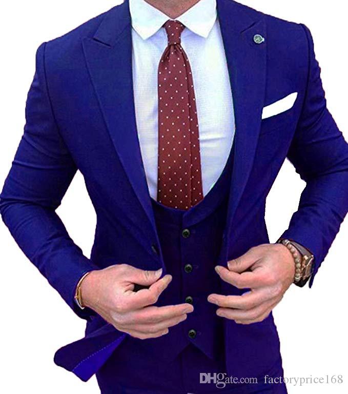 

Fashionable Classic slim Groomsmen Peak Lapel Groom Tuxedos Men Suits Wedding/Prom/Dinner Best Man Blazer(Jacket+Pants+Tie+Vest) A294, Same as image
