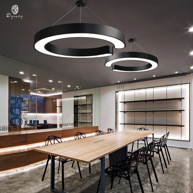 

Round Ring LED pendant lamps Industry Style Aluminum Ceiling Lights Premium Office Fitness Lounge Conference Lighting Fixture Free Ship