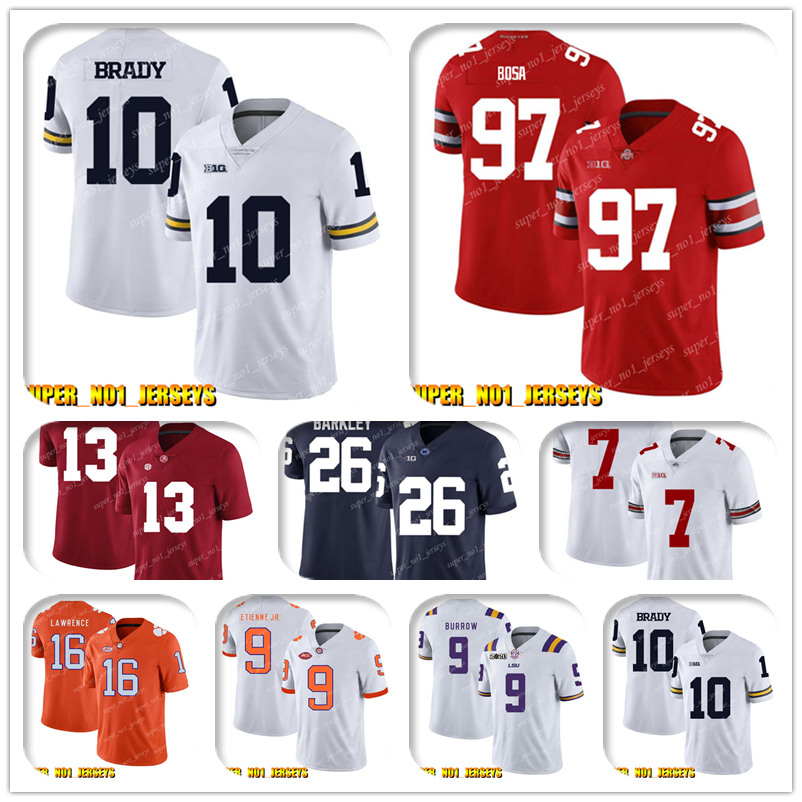 

NCAA 10 Tom Brady Trevor Lawrence Clemson Tigers College Football Jersey Gardner Minshew C.J. Henderso K'Lavon Chaisson Blake Bortles