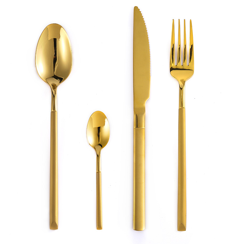 

Mirror Gold Steel Cutlery Set Dinnerware Fork Spoon Knife Set Western Restaurant Stainless Steel Tableware Spoon and Fork