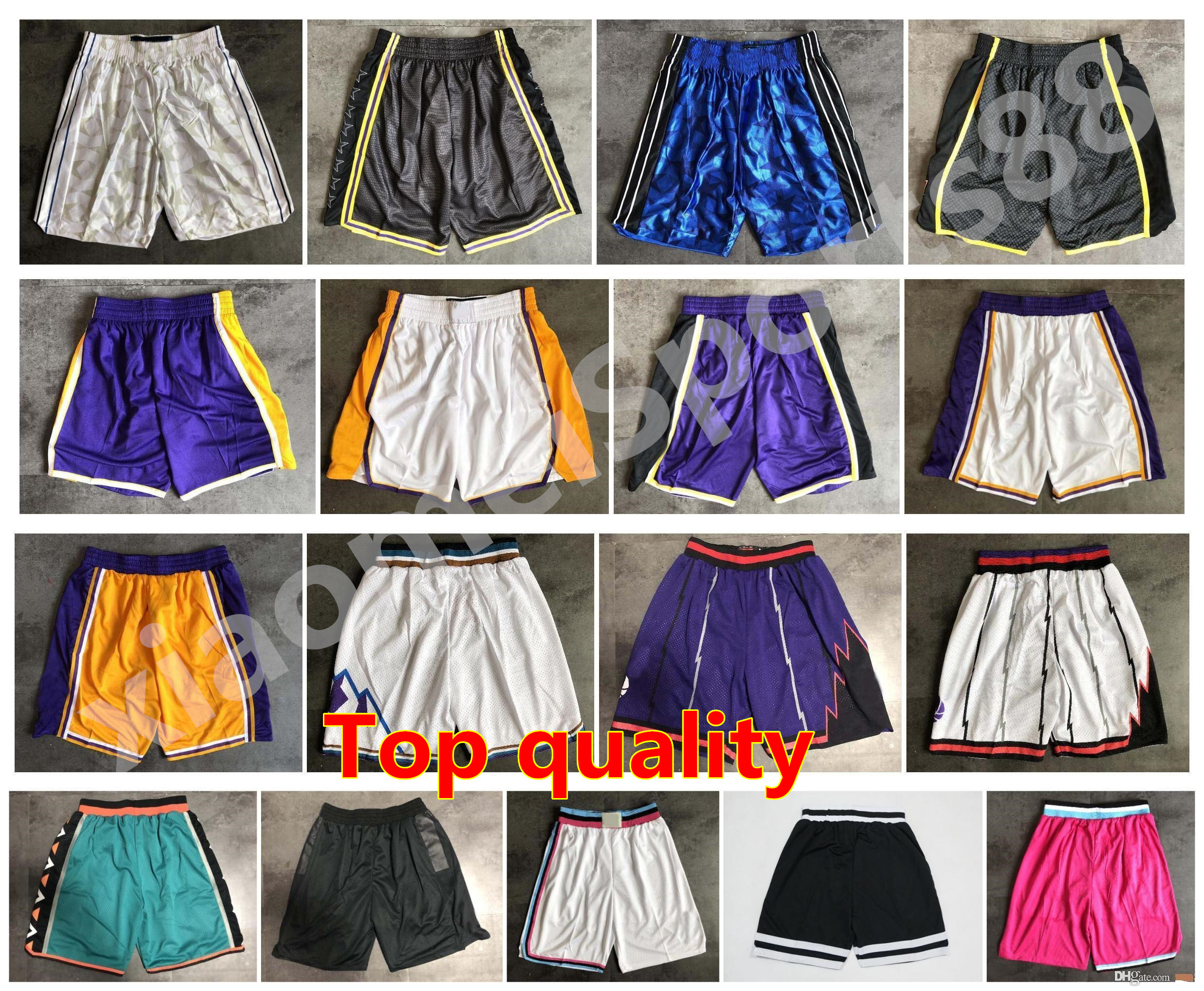 

New Top Quality ! 2020 Team Basketball Shorts Men Shorts Sport Shorts College Pants White Blue Red Purple Yellow Black Green, As shown in illustration
