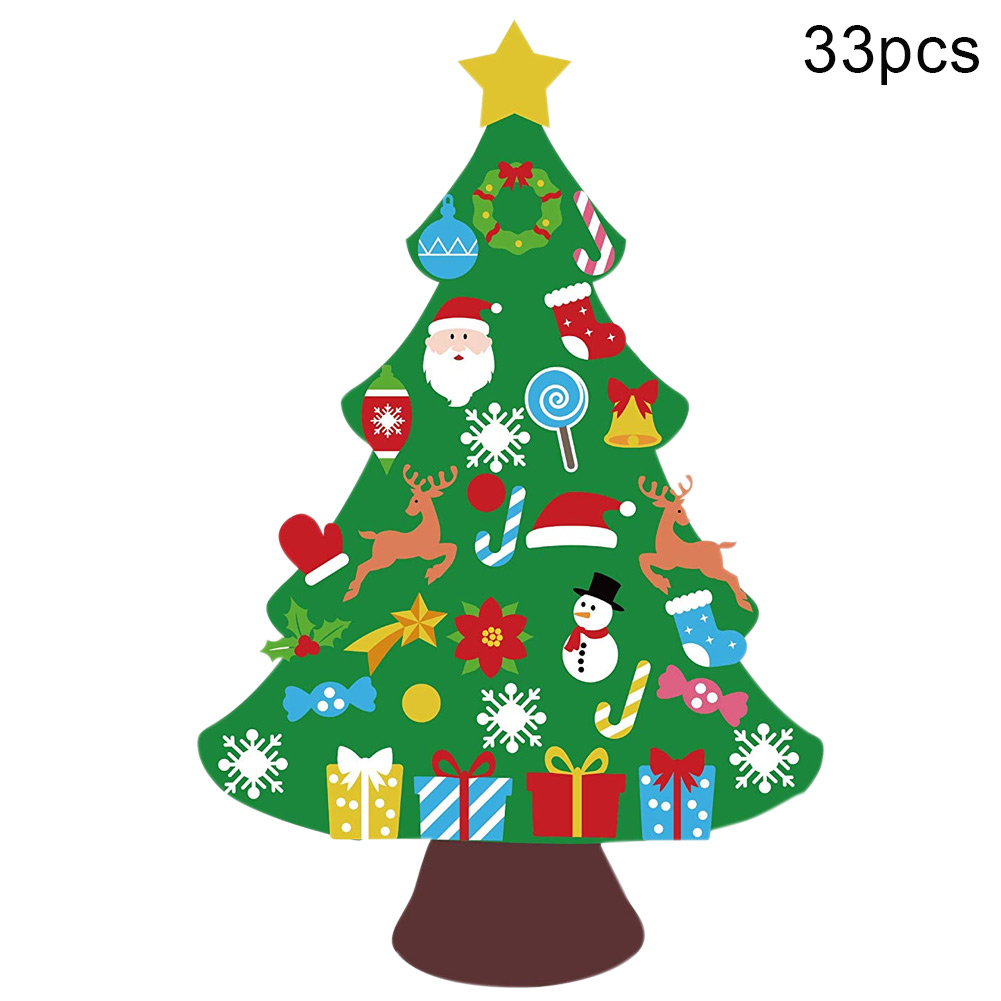 

33pcs Felt Christmas Tree DIY Set Xmas Wall Hanging Ornament Decoration for Home TB