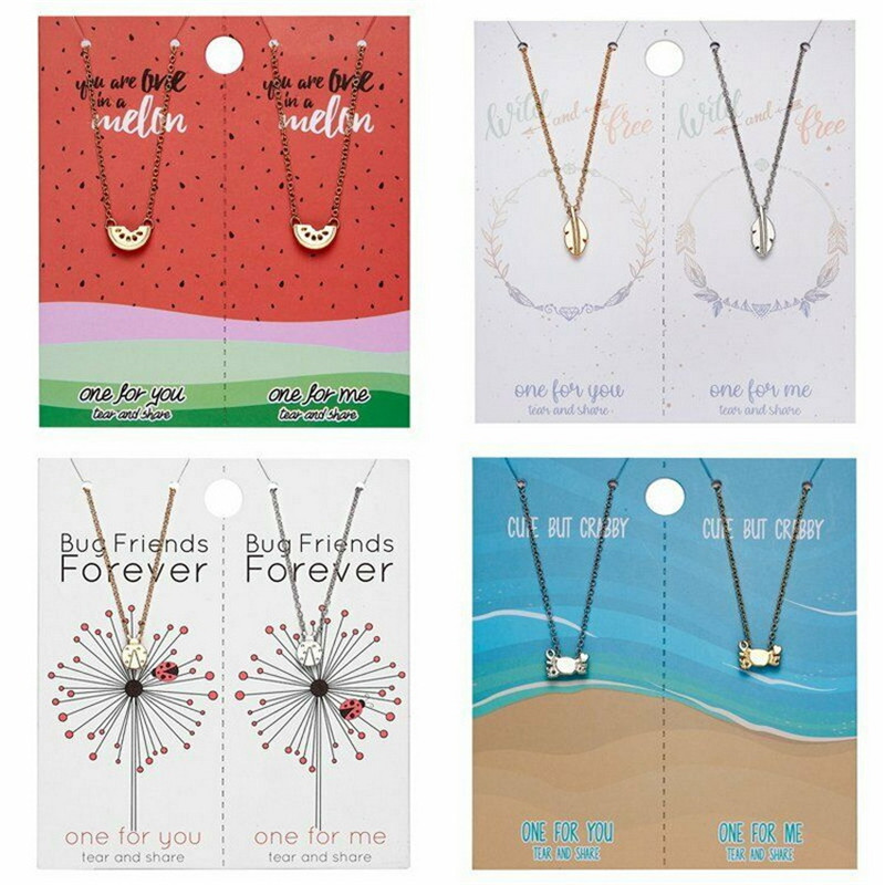 

2pc/set Watermelon Leaf Pendant Necklace Beetle Crab Paper Card Necklace Personalized Clavicle Chain Couple Jewelry