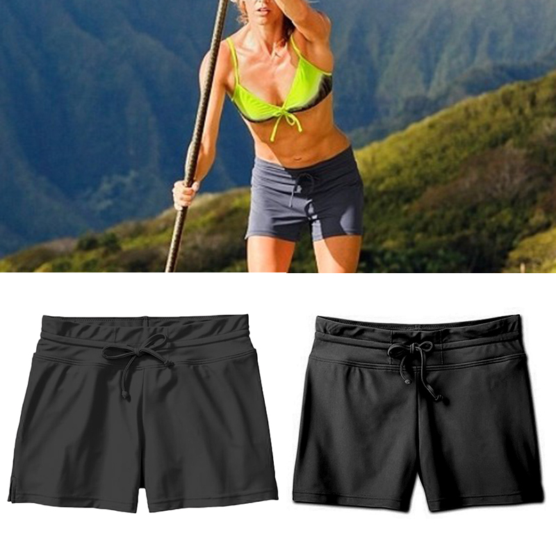 

Newly Women Shorts Solid Color Casual Short Pant for Swimming Running Sports 19ing, Black