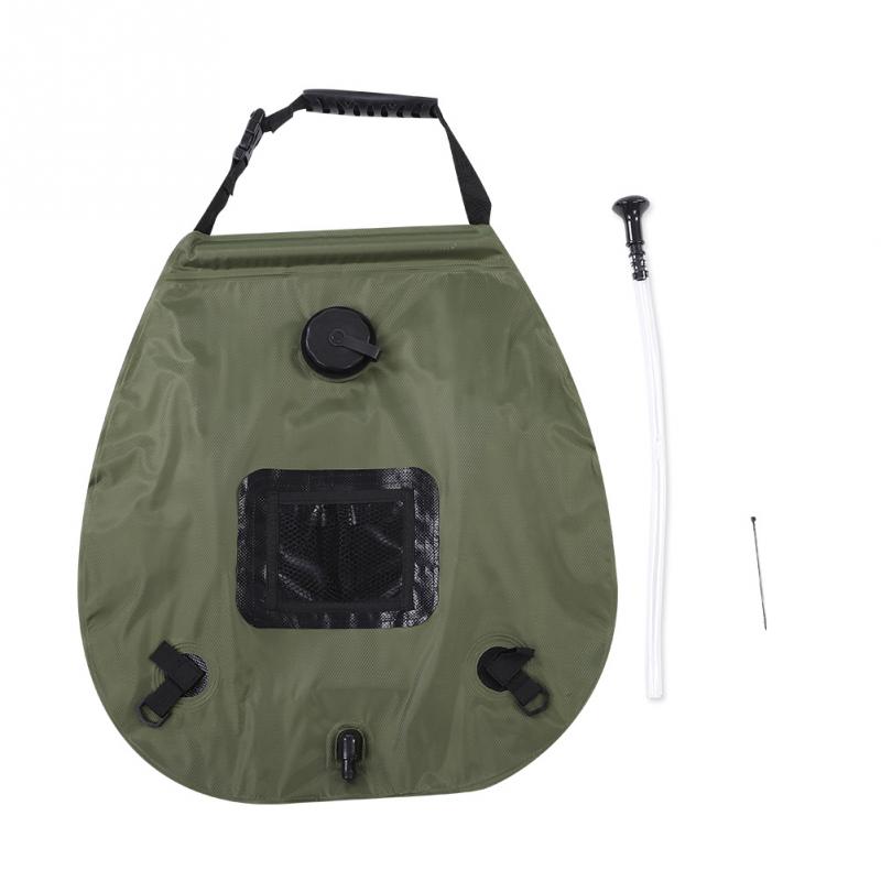 

20L Shower Bag Portable PVC Solar Heating Hot Water Shower Bag With head for Outdoor Camping Hiking Traveling, Green