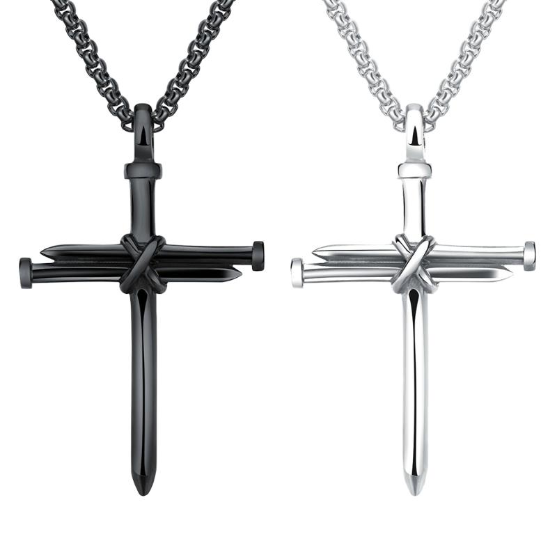 

Men's Necklace Jewelry Stainless Steel Cross Pendant Necklace Chain Choker
