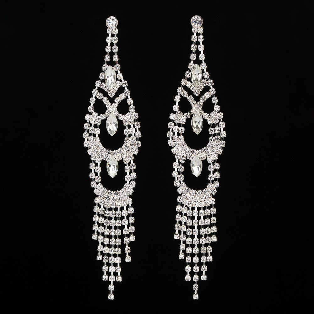 

Earrings Bride Ear Nail Accessories Long Full Diamond Bride Ornaments Wedding Dress Gift Clothing Accessories