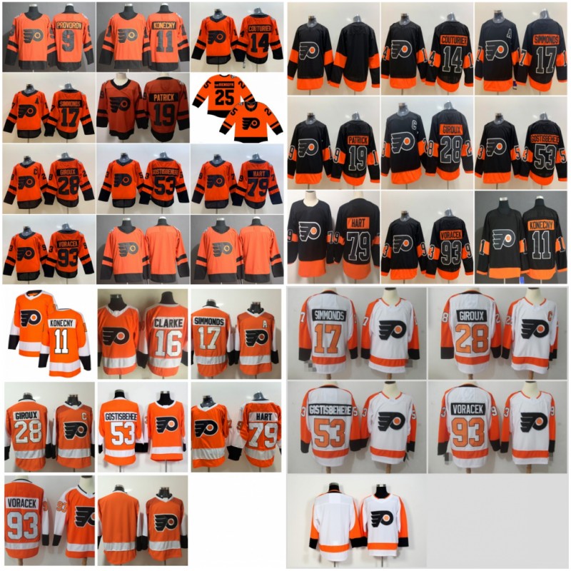 

Philadelphia Flyers Jerseys Claude Giroux Travis Konecny Shayne Gostisbehere Jakub Voracek Ivan Provorov Carter Hart Nolan Patrick Couturier, Orange