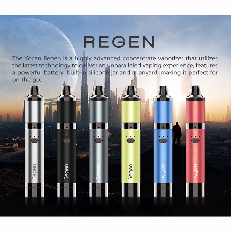 

Authentic Yocan Regen Kit 1100mAh Vape Pen Kits QTC Coil Wax Vaporizer 3.0V-4.V Votage Adjustable 6 Colors, Black