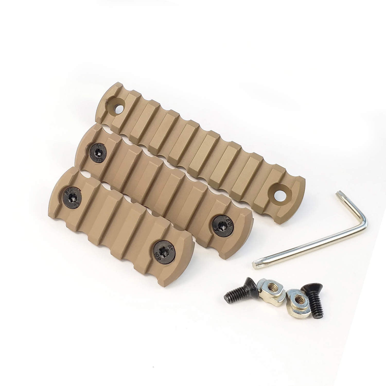 

5, 7, 9 Slot Picatinny Aluminum Rail Section for M-Lok Handguard Rail Tan Color