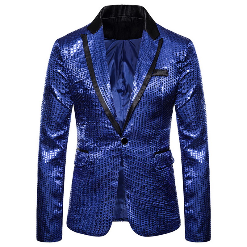

Men' Suits & Blazers Mens Shiny Gold Sequin Glitter Suit Blazer Jacket Slim Nightclub Weeding Party Costume Homme Stage Singers Clothes, Black