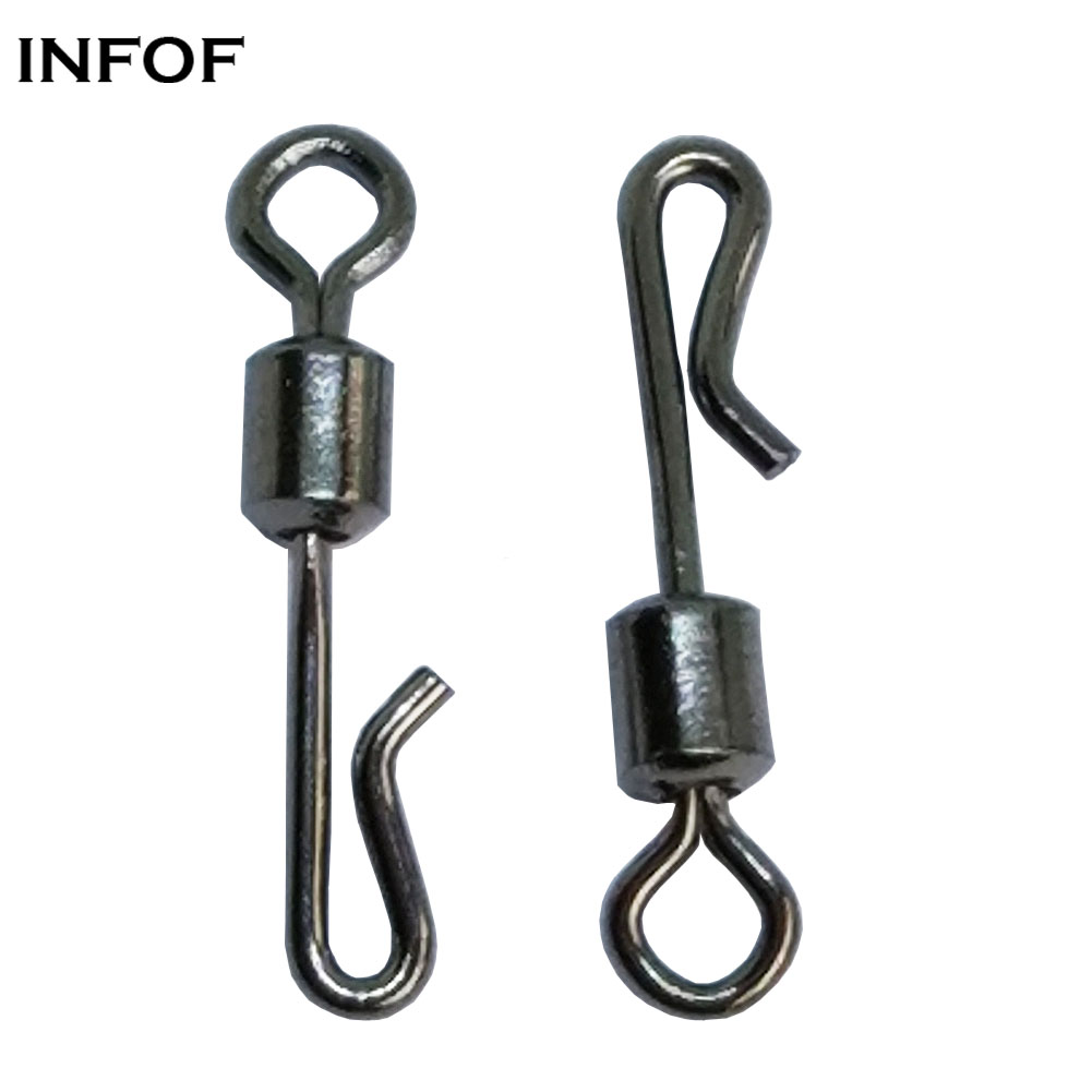 INFOF F6018 100pieces/lot Quick change swivel connector Bass fishing swivel carp terminal tackle Emerillones Pesca Peche Giratorios-image-397794667
