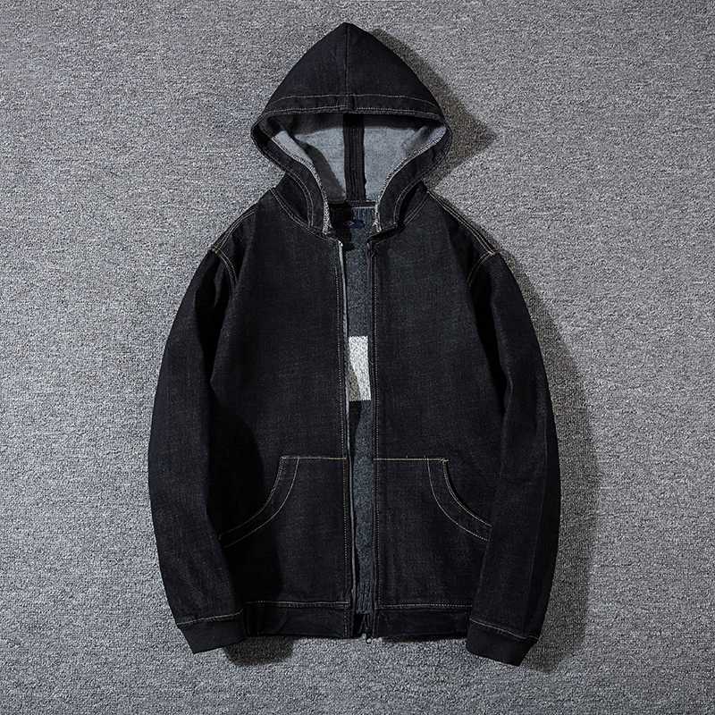 

2020 New in Oversized men's denim jacket Men's loose black hooded jacket 6XL 7XL 8XL Brand clothing