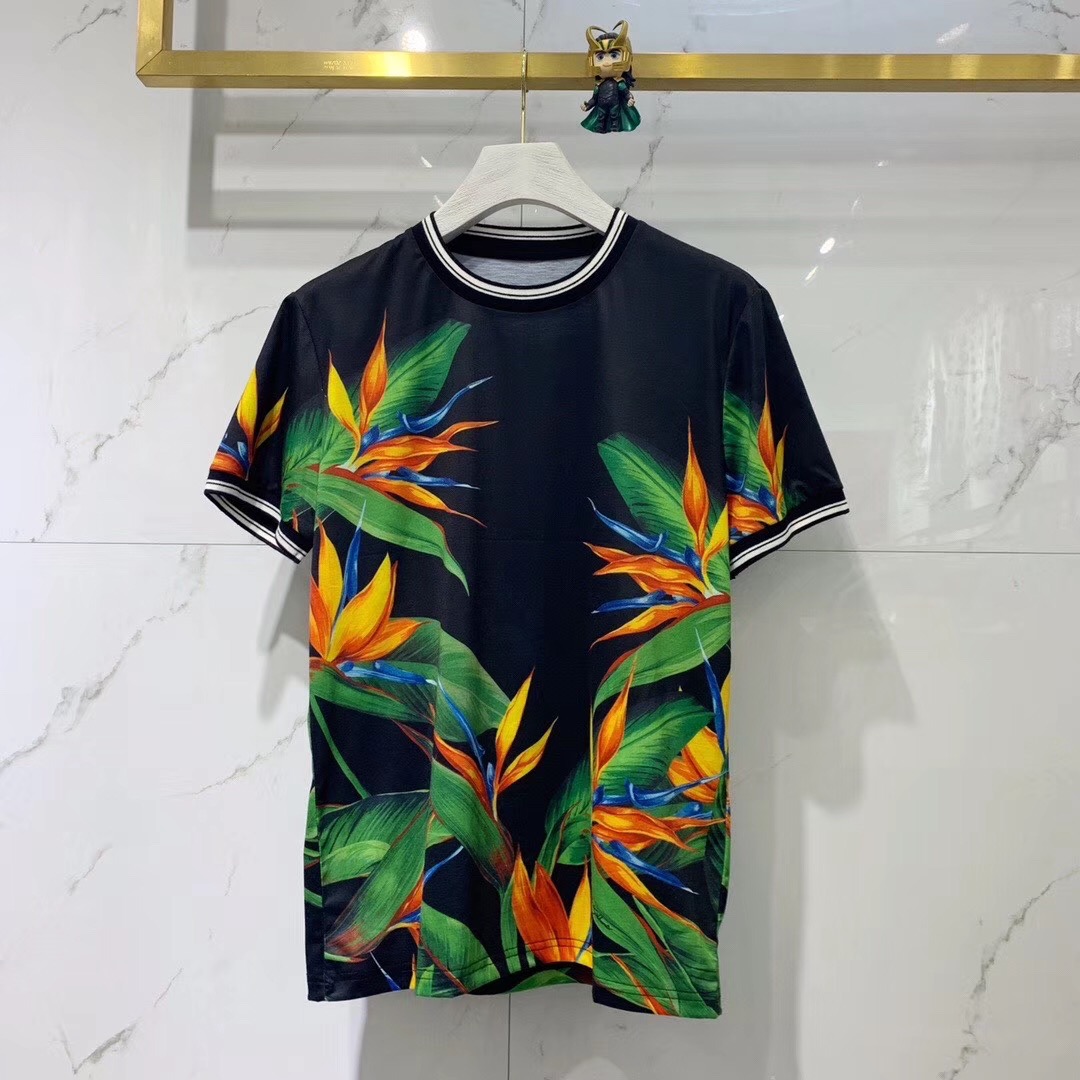 

2020 Asian Mens Short Sleeves Print Top Summer T Shirt Orchid Designer Mens T Shirt Tees Size Bchrj, Black