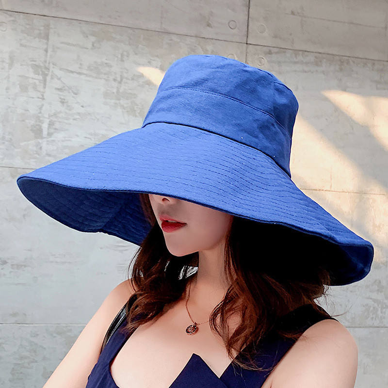 

Fashion Elegant Hats Womens Wide Brim Hats Holiday Beach Hat High Quality Sun Hat Tide 5 Colors Fisherman Hats, Blue;gray