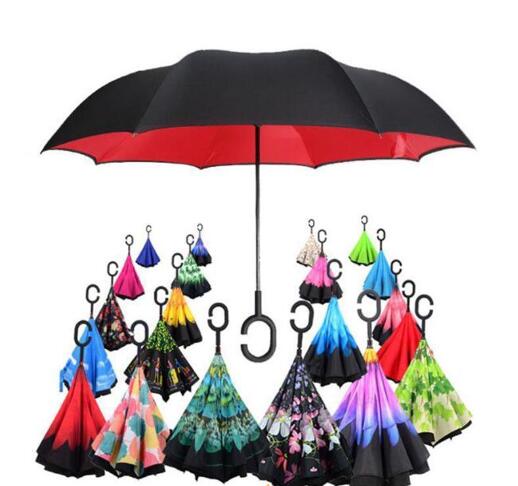 

Umbrella Wholesale Store 63 Patterns Sunny Rainy Umbrella Reverse Folding Inverted Umbrellas With C Handle Double Layer Inside Out Windproof, Colors