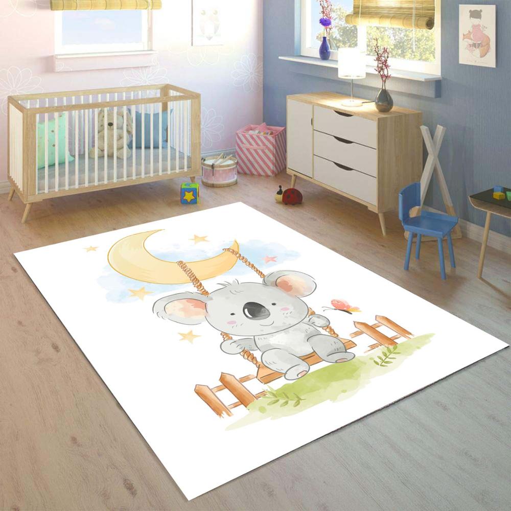 

Else Moon Hanging Cute Sweet Koala Animal 3d Print Non Slip Microfiber Children Kids Room Decorative Area Rug Kids Mat, As pic