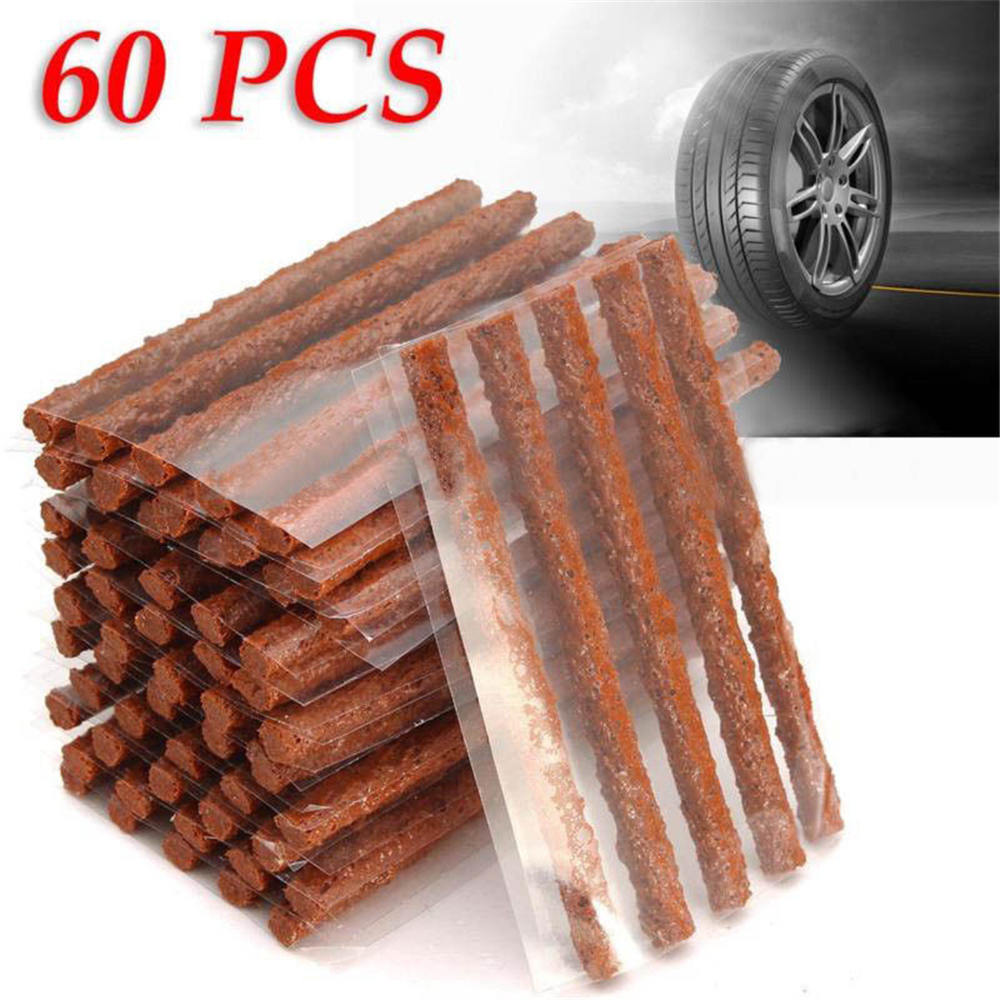 

60pcs Tubeless Tire Repair Tools Strips Stiring Glue Tyre Puncture Emergency Car Motorcycle Bike Tyre Repairing Rubber Strip