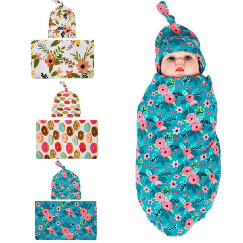 

Baby Bedding Clothing 2pcs Soft Infant Muslin Swaddle Newborn Baby Wrap Swaddling Blanket Headband Set Receiving Blankets 13 Styles, #13