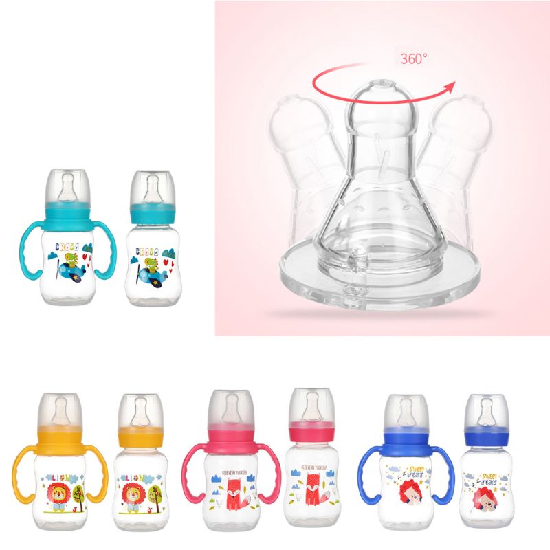 

120ml Newborn Baby Infant Nursing Milk Fruit Juice Water Feeding Standard Mouth Silicone Nipple Pacifier Drink Bottle