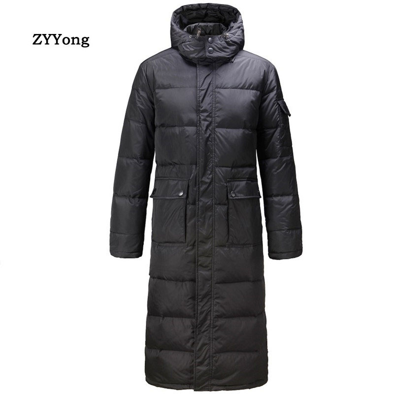 

New Winter Parka Coat Men Jacket Long Section Clothing Hooded Thicken Warm Casual Black Overcoat Clothes Outerwear