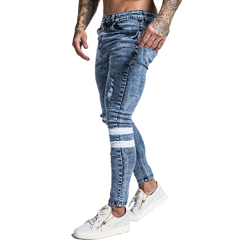 

Gingtto Mens Skinny Jeans Slim Fit Ripped Jeans Big and Tall Stretch Blue Jeans for Men Distressed Elastic Waist 32 Leg  zm49 CX200701