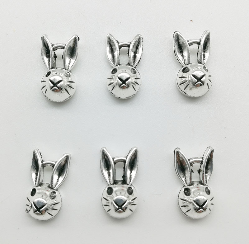 

100pcs/Lot Rabbit Head Tibet Silver Charms Pendants Retro Style Jewelry DIY Pendant For Keychain Bracelet Earrings 14*8mm