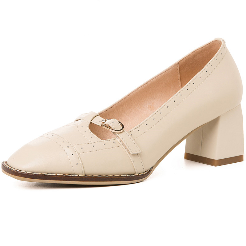 

Women Pumps Cow Leather Wedding Shoes Prom Shoes Spring Summer Slip On Square Toe High Quality Fashion Shoes Woman
