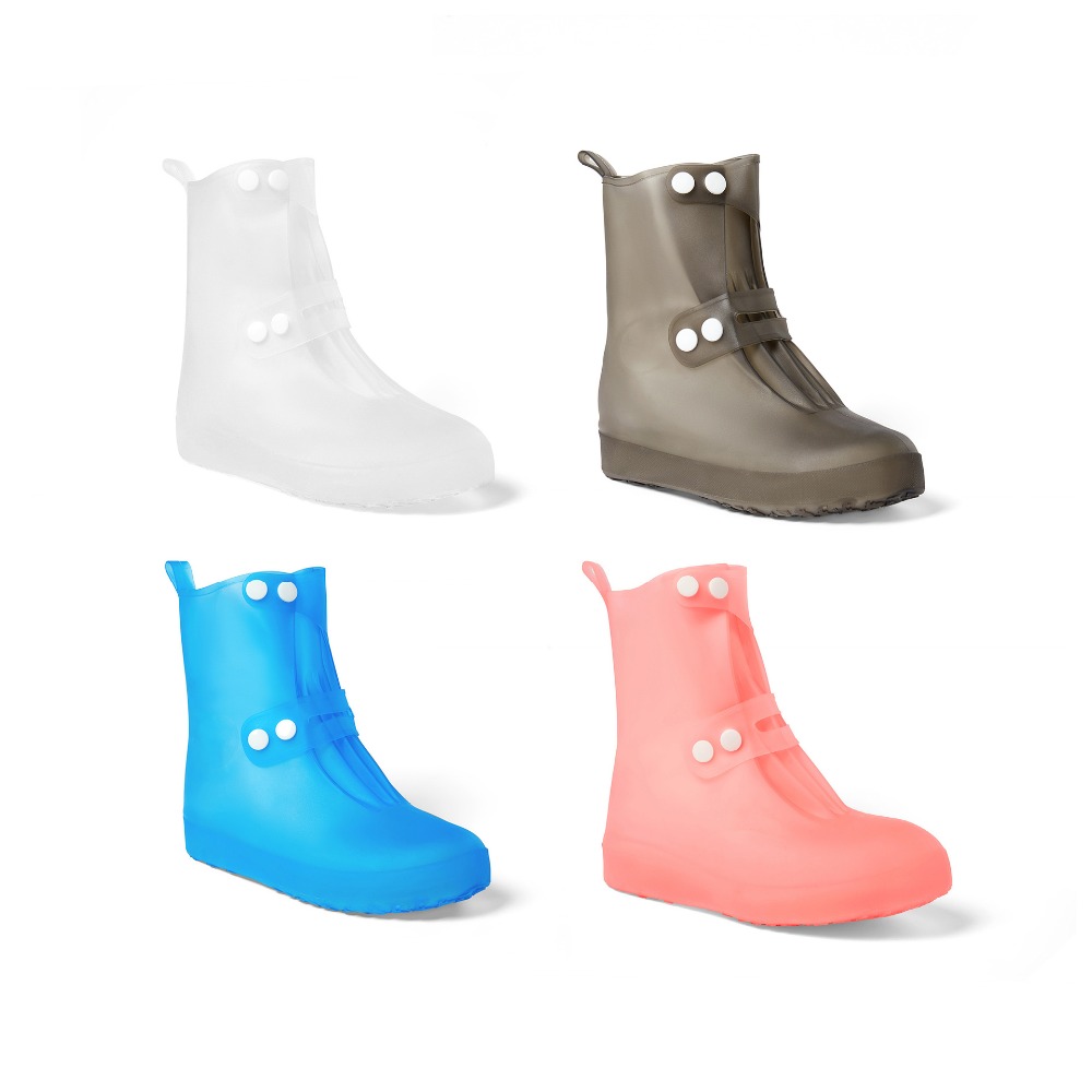 

Aleafalling Women PVC Integral Mould Waterproof Reusable Rain Shoes Covers Rain Boot Anti-skid High Outdoor Shoes Covers 34-45 2PAIRS/4PCS, Blue