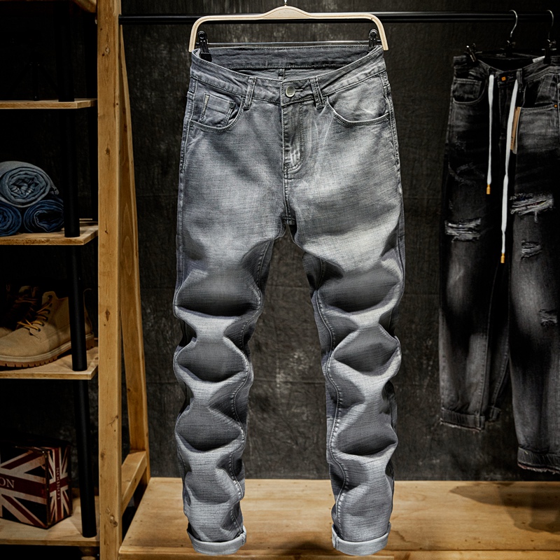 

Stretch Denim 2020 Men Jeans Smart Casual Fashion Straight Jeans Men'S High Quality Retro Gray Male Denim 28-40