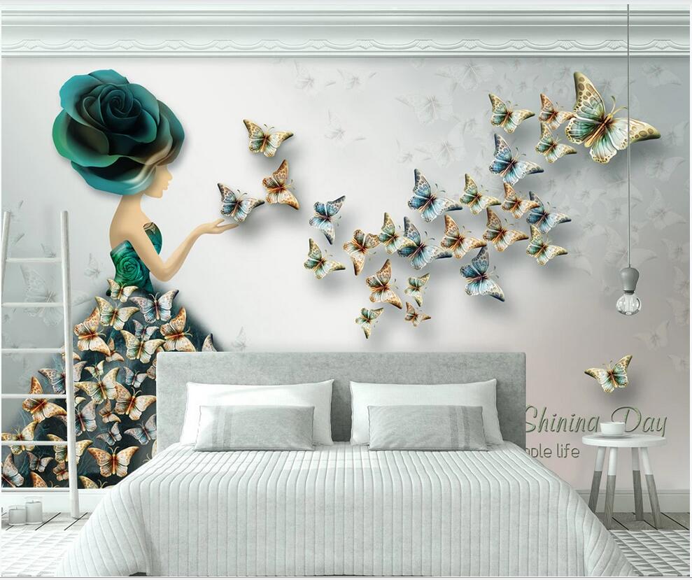 

3d wallpaper custom photo mural Stereo relief butterfly ballet dancer retro TV background wall home decor wall art pictures, Non-woven fabric
