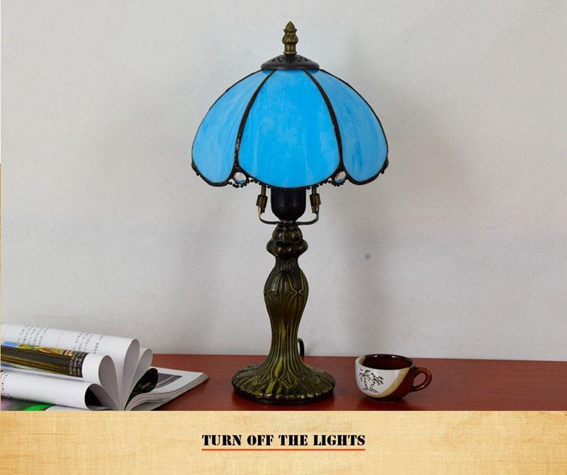 

European style simple lamps Mediterranean blue living room bedroom bedside small table lamp 8 inch hotel bar retro