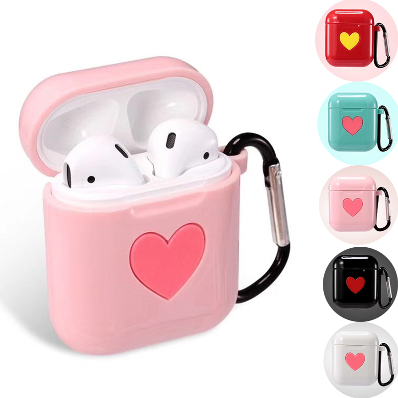 

Earphone Cases For Apple AirPods Silicone Cover Wireless Bluetooth Headphone Case Heart Lover Case Box For Airpods Charging WJ079