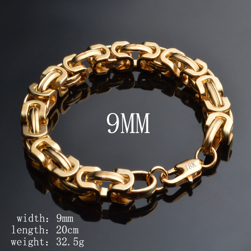 Bracelet et collier en acier inoxydable plaqué or 18 carats de haute qualité faits à la main au design cool pour hommes