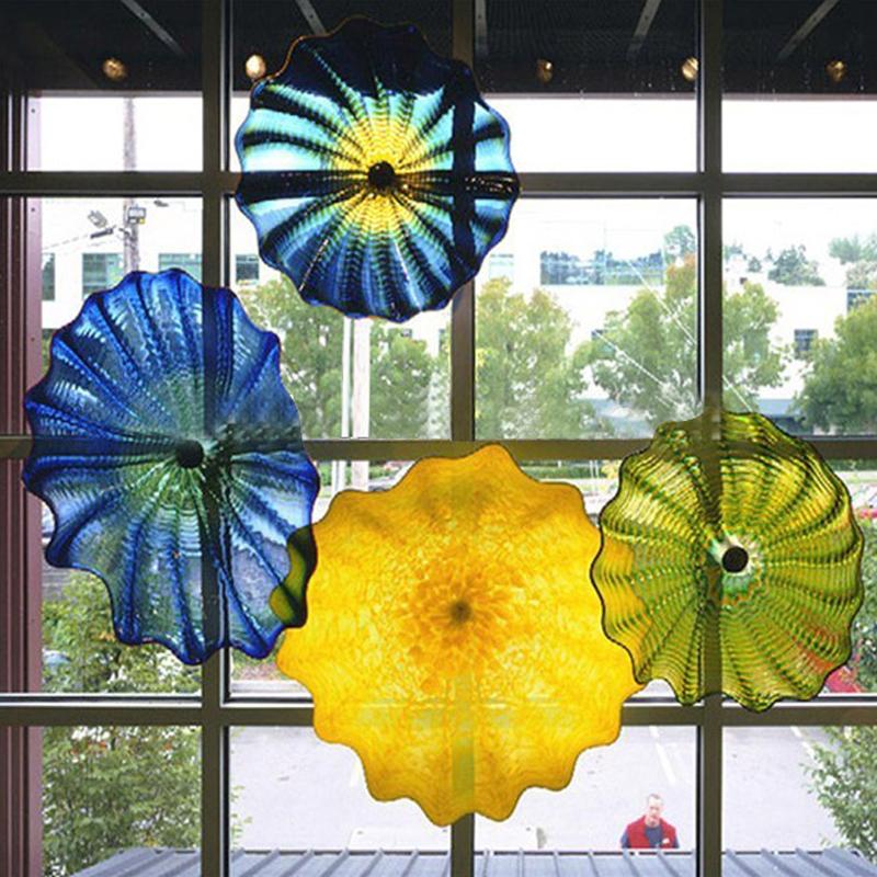 

Italian Design Blown Glass Flowers for Home Turkish Flower Wall Art Stained Colored Glass Plates Murano Art Glass Wall Lights Free Shipping