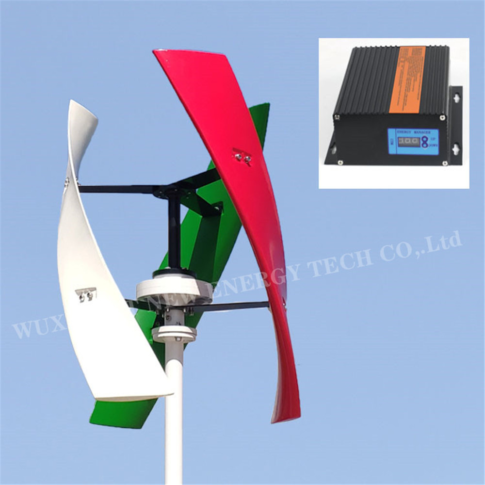 

VAWT Vertical Axis Residential energy with MPPT Charger Controller 300W 600W 12v Spiral Wind Turbine Generator and12V 24V MPPT