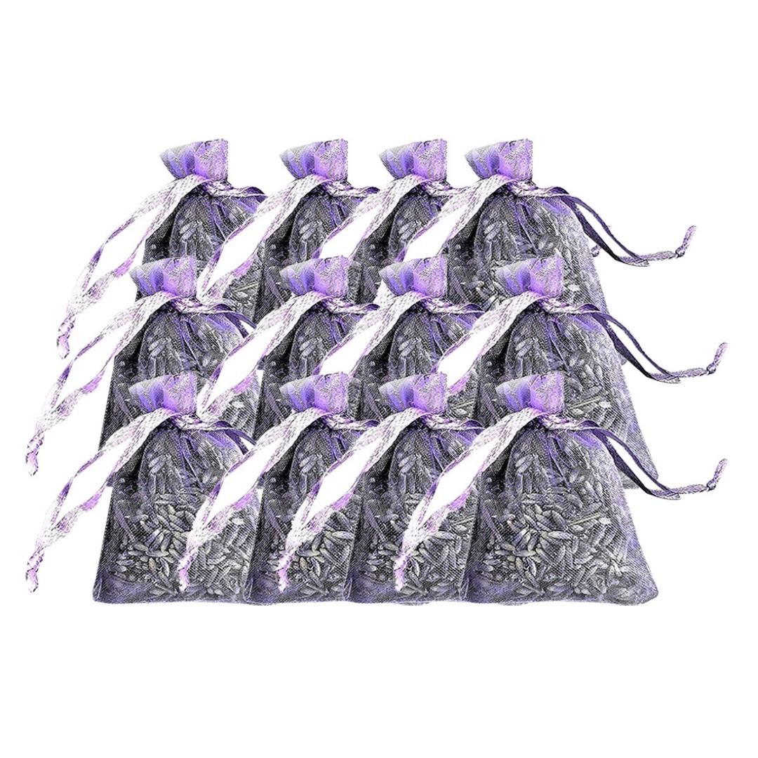 

12 Bags of Dried Lavender in Small Lilac Organza Bags -Real Flower Wedding Natural Lavender Bud Dried Flower Sachet, Beige