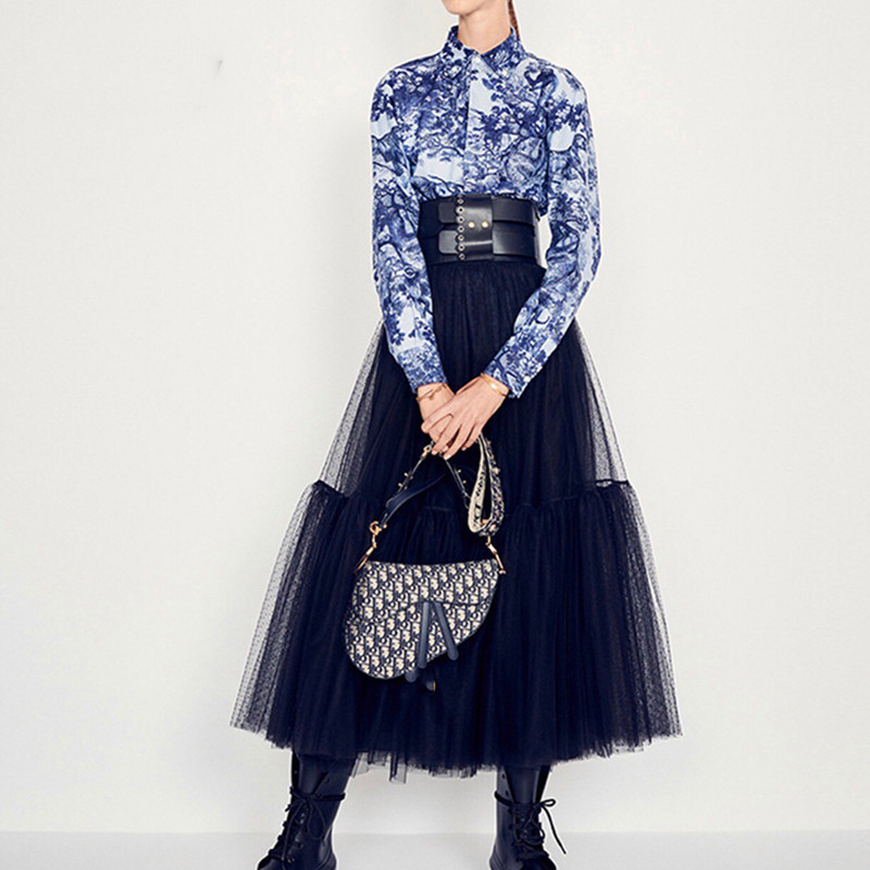 

Skirts Womens Runway Luxury Black Skirts 2019 Fashion Elastic Waist Ball Gown Mesh Skirts Long Voile Maxi Jupe Longue, Same as picture
